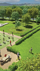 yalp ontwerp beweegplein park met bankjes, sporttoestellen en een skatebaan.PNG